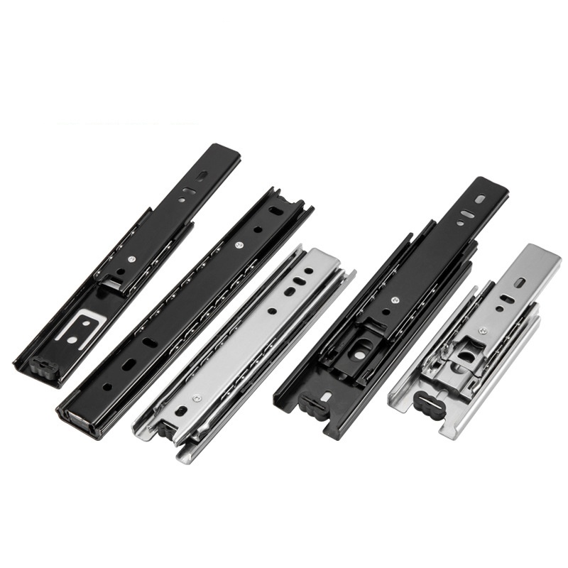 3-section steel ball drawer Furniture slide rail Three-section drawer guide Quiet three-section slide drawer rail