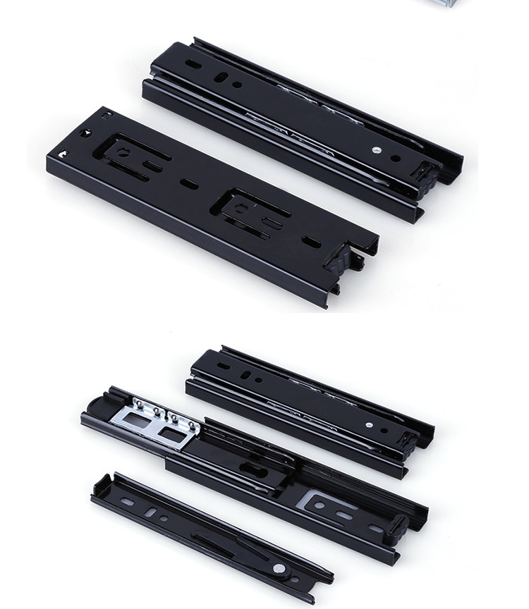 3-section steel ball drawer Furniture slide rail Three-section drawer guide Quiet three-section slide drawer rail