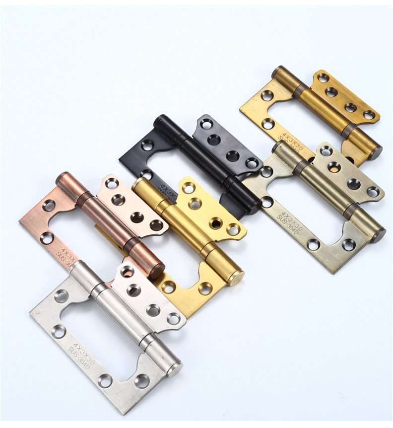 Folding stainless steel hinge no slot door Wooden door quiet bearing hinge set 4 inches 3.0 thick